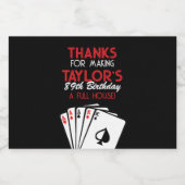 ブラックカジノトランプのポーカー誕生日 リキュールボトルラベル (シングルラベル)