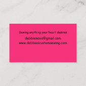 ブラックカスタマイズのピンク裁縫マシン 名刺 (裏面)