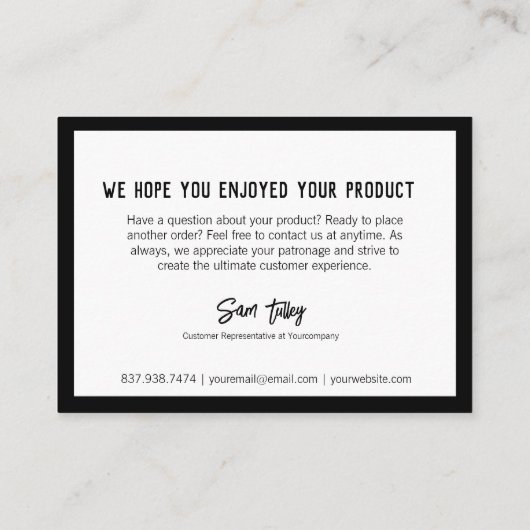 ブラックカスタマーサービスカードにロゴの白 名刺 (裏面)