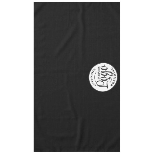 ブラックカスタムのトレードショービジネスロゴ テーブルクロス (正面)