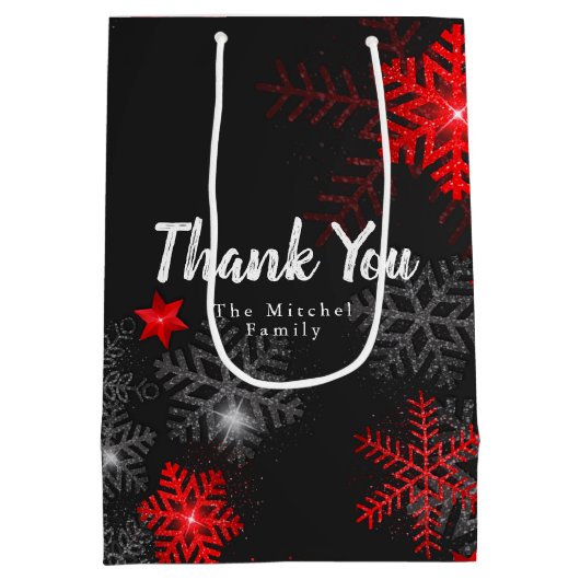 ブラックカスタムクリスマス新年箱ギフト ミディアムペーパーバッグ (裏面)