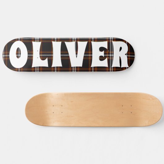 ブラックカスタムスコティッシュタータンチェックチェッカーボード スケートボード (横)