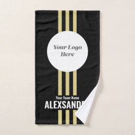 ブラックカスタムスポーツチームロゴ、チーム&プレイヤー名 ハンドタオル