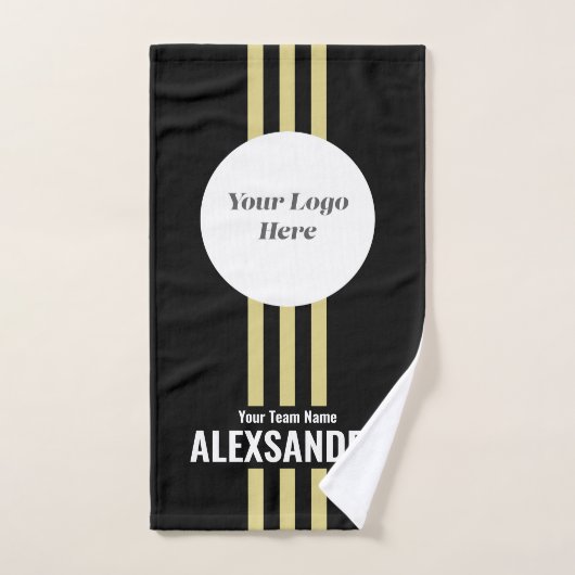 ブラックカスタムスポーツチームロゴ、チーム&プレイヤー名 ハンドタオル (ハンドタオル)