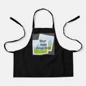 ブラックカスタムデザインエプロン – 自分のエプロンをアップロード エプロン (正面)