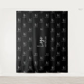 ブラックカスタムビジネスロゴのステップ繰り返し背景 タペストリー (正面)