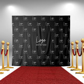 ブラックカスタムビジネスロゴのステップ繰り返し背景 タペストリー