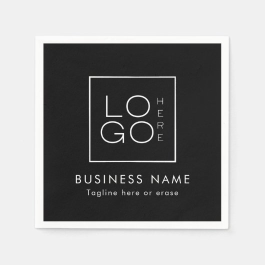 ブラックカスタムビジネスロゴ企業イベントパーティー スタンダードカクテルナプキン (正面)