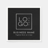 ブラックカスタムビジネスロゴ会社イベントパーティー スタンダードカクテルナプキン (正面)