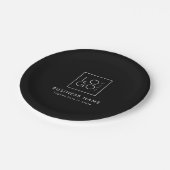 ブラックカスタムビジネスロゴ会社イベントパーティー ペーパープレート (アングル)