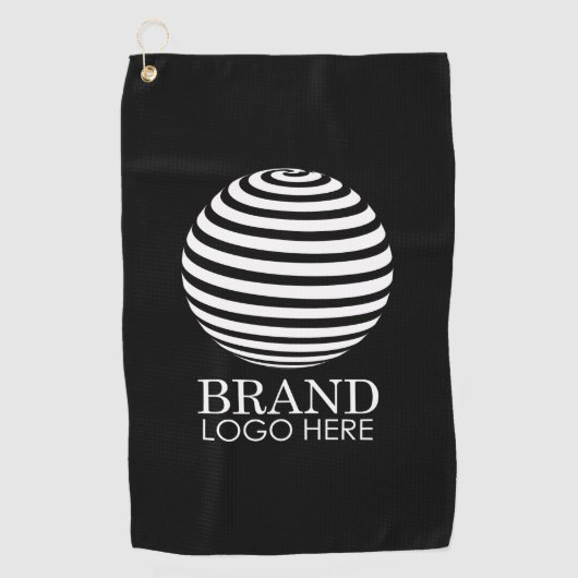 ブラックカスタムビジネスロゴ会社企業の ゴルフタオル (正面)