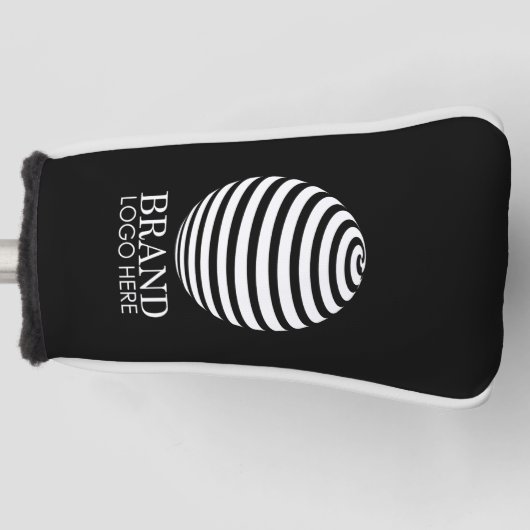 ブラックカスタムビジネスロゴ会社企業の ゴルフヘッドカバー (正面)