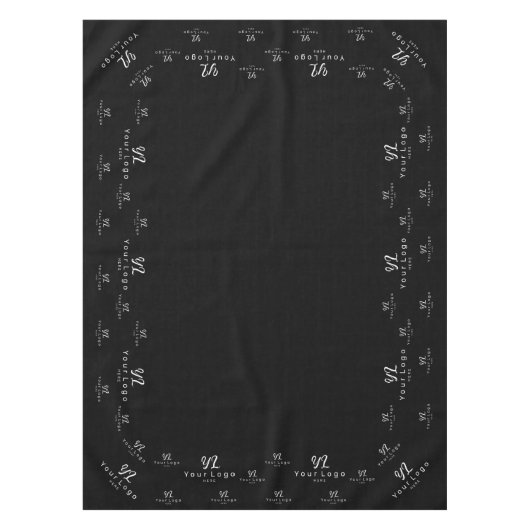 ブラックカスタムビジネスロゴ展示表 テーブルクロス (正面)