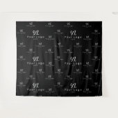 ブラックカスタムビジネス・ロゴの背景の展示会 タペストリー (正面(横))