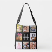 ブラックカスタムフォトコラージモノグラム名 クロスボディバッグ (正面)
