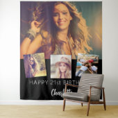 ブラックカスタムフォトコラージュ誕生日パーティー タペストリー (インサイチュ)