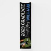 ブラックカスタムフォト卒業バナー 横断幕 (縦)