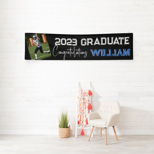 ブラックカスタムフォト卒業バナー 横断幕 (インサイチュ)