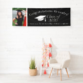 ブラックカスタムフォト8'ワイド卒業バナー 横断幕 (インサイチュ)