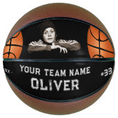 ブラックカスタムプレイヤー名番号Keepsake写真 バスケットボール (正面)