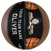 ブラックカスタムプレイヤー名番号Keepsake写真 バスケットボール (縦)