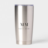 ブラックカスタムモノグラムイニシャル名 保温保冷タンブラー (背面)