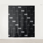 ブラックカスタムロゴのステップとリピートイベント背景 タペストリー (正面)