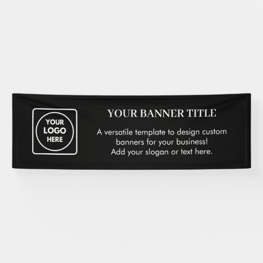 ブラックカスタムロゴバナー | 現代のビジネスイベント 横断幕 (横)