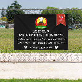 ブラックカスタムロゴレストランカフェバー&グリル 横断幕