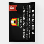 ブラックカスタムロゴレストランカフェバー&グリル 横断幕 (縦)