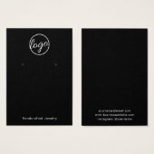 ブラックカスタムロゴ手作りイヤリングホルダーカード (正面&裏面)