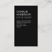 ブラックカスタムロゴ縦型ミニマモダンリスト 名刺 (裏面)