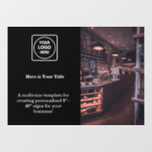 ブラックカスタムロゴ | おしゃれなブランドビジネス ウィンドウサイン (シート)