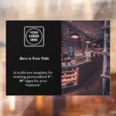 ブラックカスタムロゴ | おしゃれなブランドビジネス ウィンドウサイン (シート2)