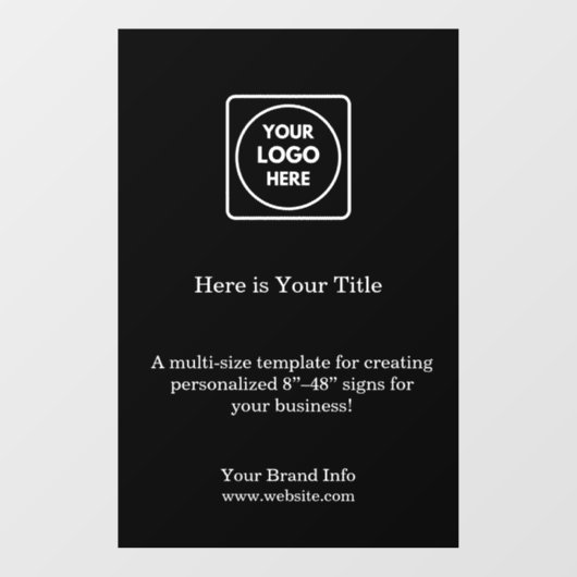 ブラックカスタムロゴ | ミニマルでスタイリッシュなビジネスブランド ウィンドウサイン (シート)