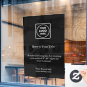 ブラックカスタムロゴ | ミニマルでスタイリッシュなビジネスブランド ウィンドウサイン (カフェ窓)