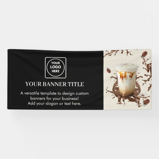 ブラックカスタムロゴ | 現代の6フィートブランドイベントバナー 横断幕 (横)