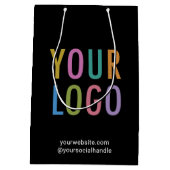 ブラックカスタム抱き枕事業会社ロゴバルク ミディアムペーパーバッグ (裏面)