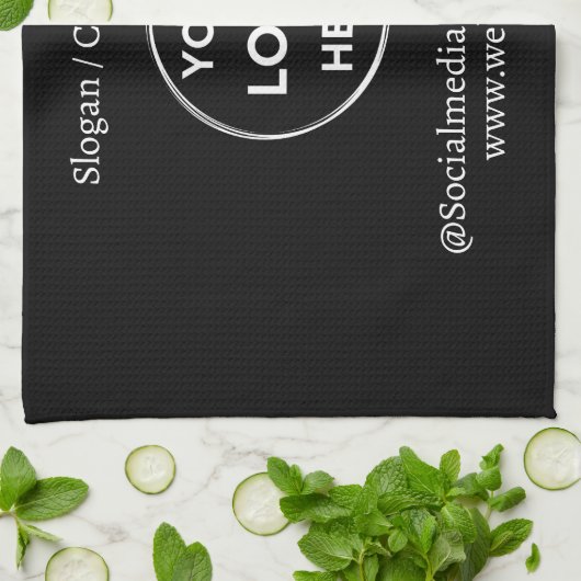 ブラックカスタム文字ミニマモダンリストビジネス キッチンタオル (折り畳み)