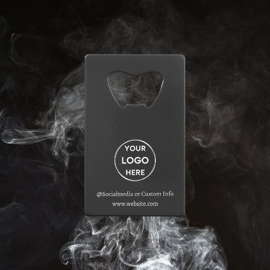 ブラックカスタム文字ミニマモダンリストビジネス クレジットカード栓抜き