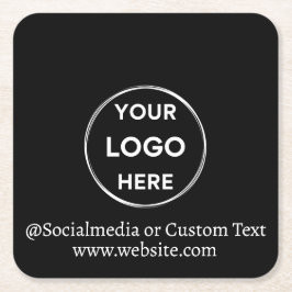 ブラックカスタム文字ミニマモダンリストビジネス スクエアペーパーコースター