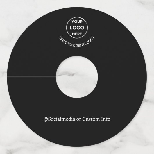 ブラックカスタム文字ミニマモダンリストビジネス ワイングラスタグ (正面)