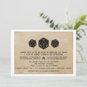 ブラックカスタム日付 グランジD20ダイス ゲーマー招待状 招待状 (スタンド正面)