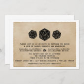 ブラックカスタム日付 グランジD20ダイス ゲーマー招待状 招待状 (正面/裏面)