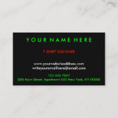 ブラックカスタム衣料品アパレルストアプリント 名刺 (裏面)