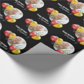 ブラックカスタム誕生日バルーンギフト包装紙 ラッピングペーパー (角)