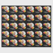 ブラックカスタム誕生日バルーンギフト包装紙 ラッピングペーパー (フラット)