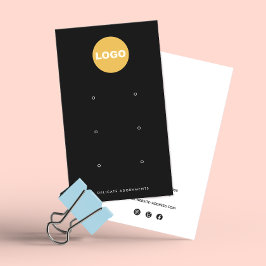 ブラックカスタム追加ロゴ6穴スタッドイヤリングディスプレイ 名刺