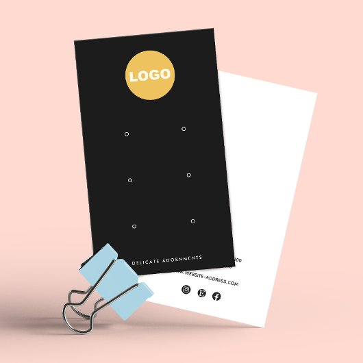 ブラックカスタム追加ロゴ6穴スタッドイヤリングディスプレイ 名刺