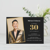 ブラックカスタム金ゴールドフォトシンプルパーティー30th 招待状 (スタンド正面)